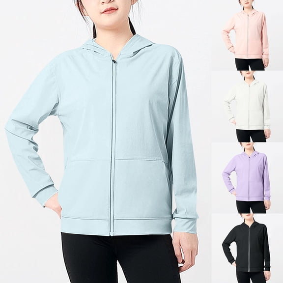 MKOSPLRT Kid's UPF 50 Sun Protection Hoodie with Pocket Long Sleeve Full Zip SPF UV Jacket Ice Silk Athletic Coats 4-13 Years