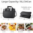 thumbnail image 4 of 15L Cooler Bag, Insulated Soft Cooler Box, Foldable Picnic Bag, Large Capacity, Waterproof, Cooler Bag for Meals, Lunch, Office, School, Picnic, Beach, Travel (Black), 4 of 5