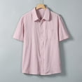 thumbnail image 2 of USNSM (M-5XL) Big and Tall Mens Linen Shirts Short Sleeve Button Down Shirts Cotton Summer Beach Vacation Shirts Pink XXXXXL, 2 of 9