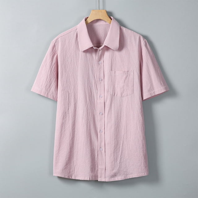 pstuiky camisetas para hombre, Camisa informal de manga corta con solapa y botones de color liso para hombre camisas casuales para hombre xl