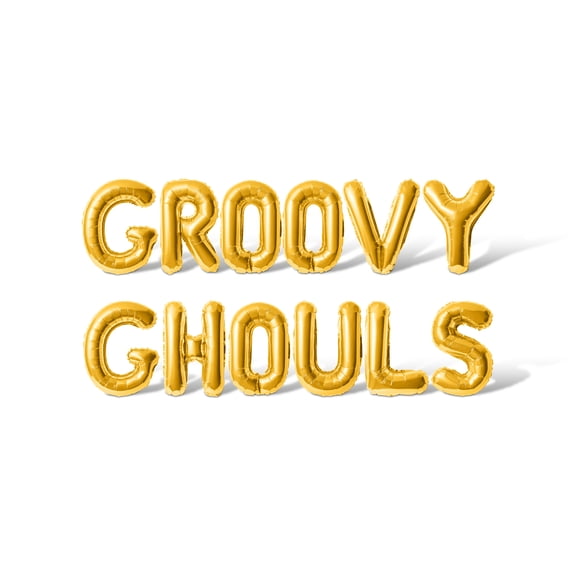 Letter Balloons - GROOVY GHOULS 16" Inch Alphabet Letters Foil Mylar Balloon Halloween Party Banner (Gold)