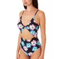 thumbnail image 2 of California Waves Womens Juniors Floral Print Cut-Out One-Piece Swimsuit, 2 of 4