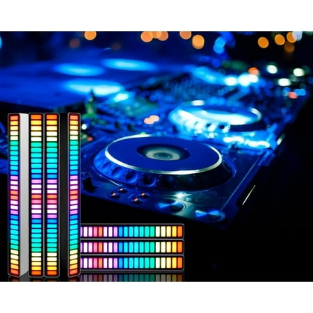 

RGB Sound Control Rhythm Lights Car Music Level Lights 32 LED 18 Colors Audio Spectrum Analyzer Voice Activated Atmosphere Light for Car Gaming Room Decoration Desktop DJ Studio