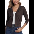 thumbnail image 1 of Cárdigan Corto de 3/4 para Mujer, Elegante, Color Café , Talla L, 1 of 7