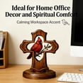 thumbnail image 3 of Wooden Cardinal Cross Ornament, Memorial Sympathy Gift with Crimson Bird & Olive Branch, Christian Remembrance Keepsake for Home Office Decor, 3 of 6