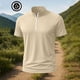 thumbnail image 5 of pstuiky Camisas casuales de manga corta para hombre, Camiseta deportiva de verano para hombre, de color liso, ajustada, con cremallera, de manga corta y cuello alto ropa de hombre l, 5 of 5