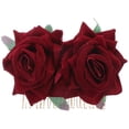 thumbnail image 3 of SHISUYAN Peigne à Fleurs Roses Accessoire de Cheveux Floral pour Femmes Filles Mariage Mariage (Rouge Vin), 3 of 9