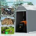 thumbnail image 5 of Heavy Duty Outdoor Storage Shed, 6x8 FT Carport with Roll-Up Zipper Door, Waterproof Storage Tent Shelter Canopy for Motorcycle, Bike, Car, Garden Tools, Grey, 5 of 7
