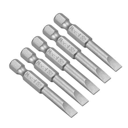 

5Pcs 1/4 Hex Shank 50mm Length Magnetic SL5 Slot Head Screwdriver Bits S2 Alloy Steel
