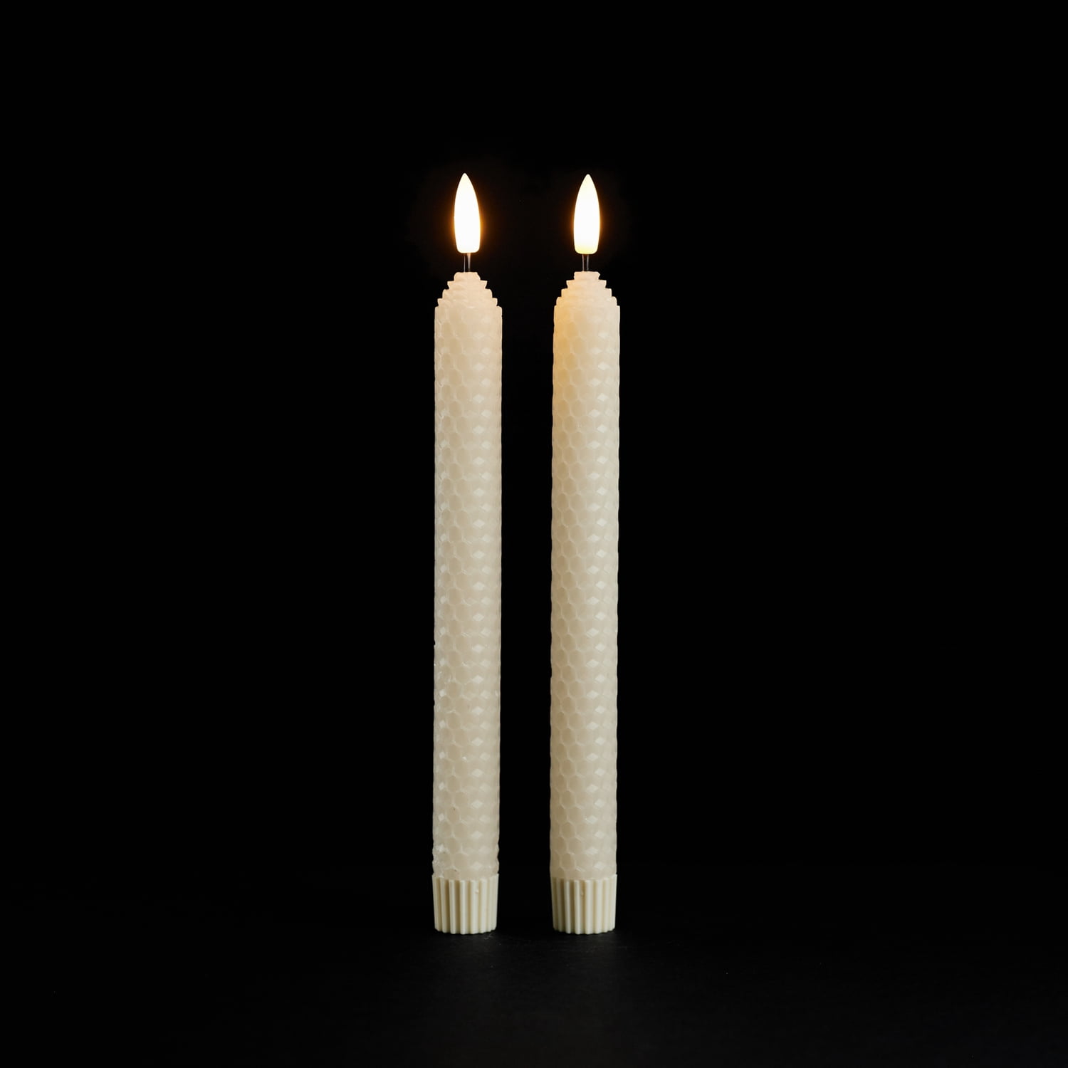 Melrose FIA Wick Beige Textured Taper Candle Set of 2