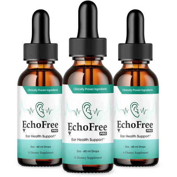 (3 Pack) EchoFree Pro Liquid Drops, Echo Free Advanced Tinnitus Support (6oz)
