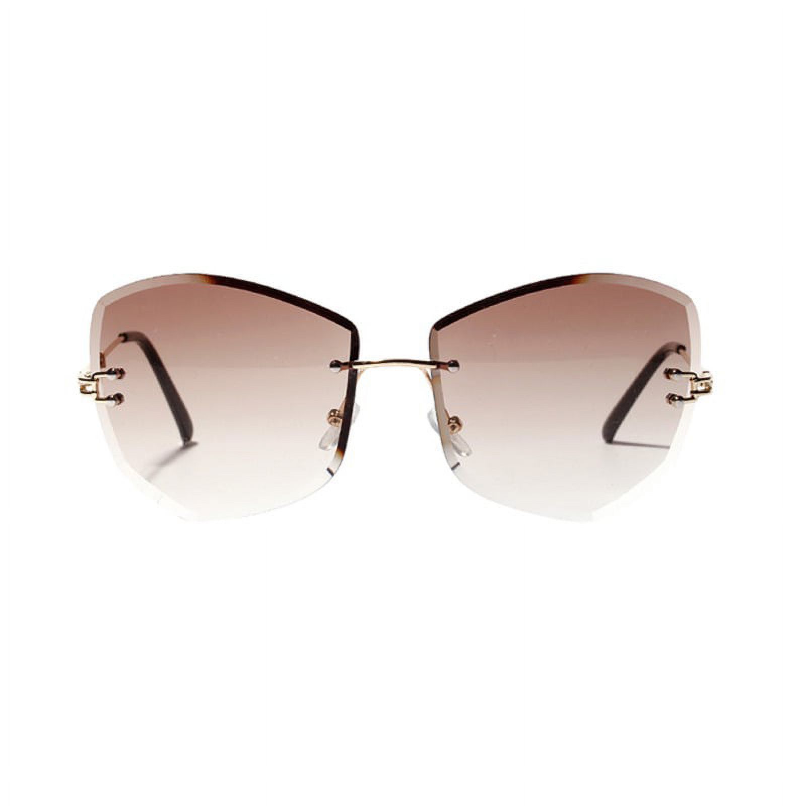 Women Shades Rimless Sunglasses Cat Eye Diamond-shaped Lens Sunglass Metal Frame Sunglasses for Women Men - image 2 of 5