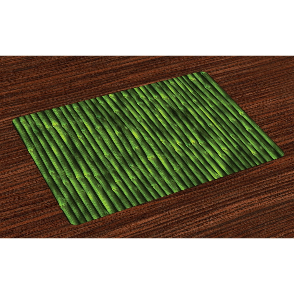 Bamboo Placemats Set of 4 Bamboo Stems Pattern Tropical Nature Inspired Background Print Asian