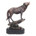 thumbnail image 4 of Statue de Loup Gris Alpha Hurlant Minuit en Bronze Finition Électroplaquée, 4 of 10