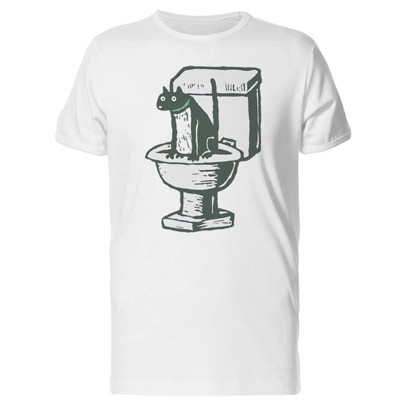 Sketch Of Cat On Toilet Tee Men's -Image by Shutterstock