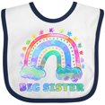 thumbnail image 3 of Inktastic Big Sister Watercolor Rainbow with Clouds Girls Baby Bib, 3 of 4