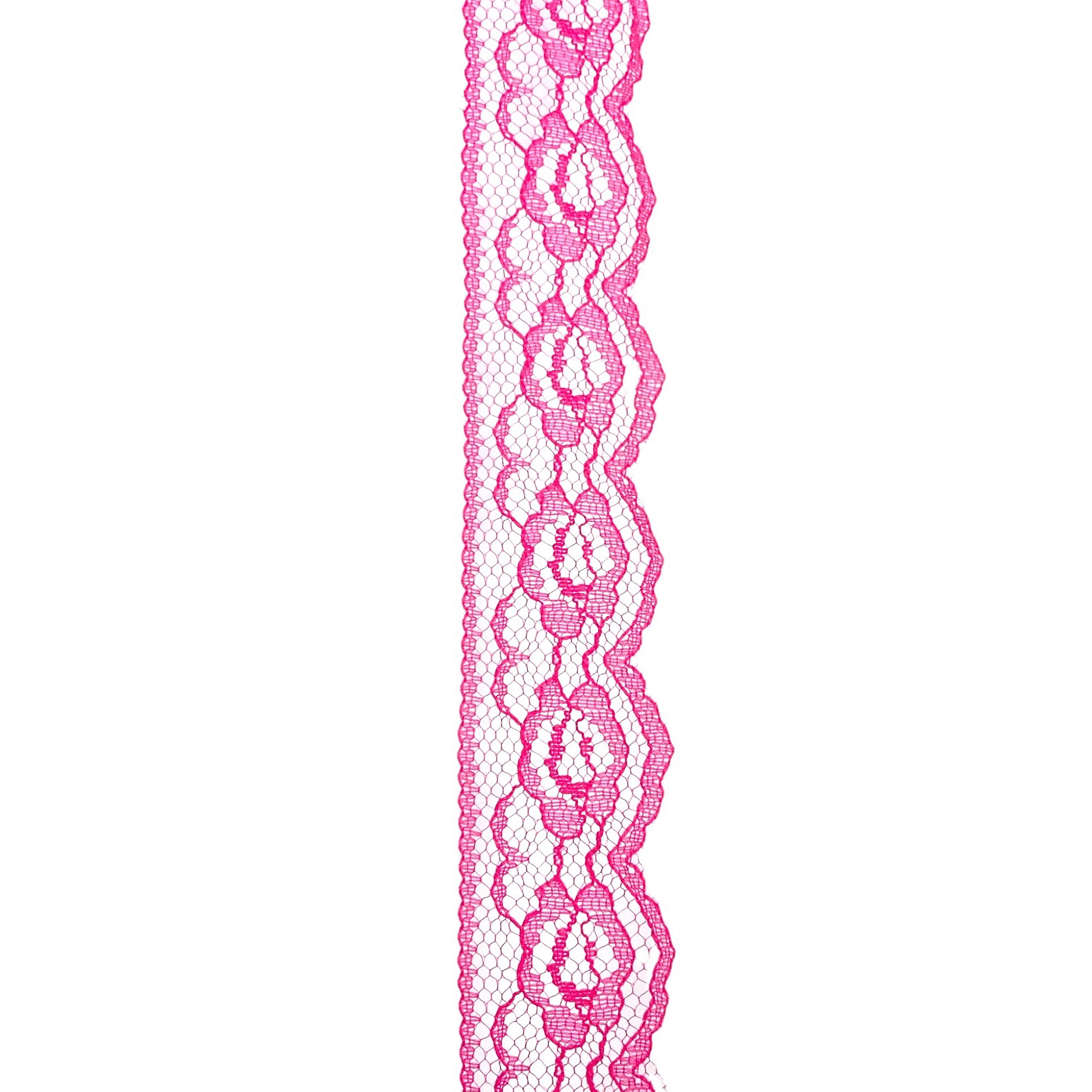 (2 pack) Simplicity Trim, Hot Pink 1 1/4 inch Rose Lace Trim Great for Apparel, Home Decorating, and Crafts, 3 Yards, 1 Each