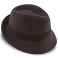 thumbnail image 3 of Walrus Triumph Brown Wool Felt Trilby Hat 100% Australian Wool Felt, 2" Brim, C-Crown Grosgrain Ribbon Band, Cotton Sweatband - H7004, 3 of 6
