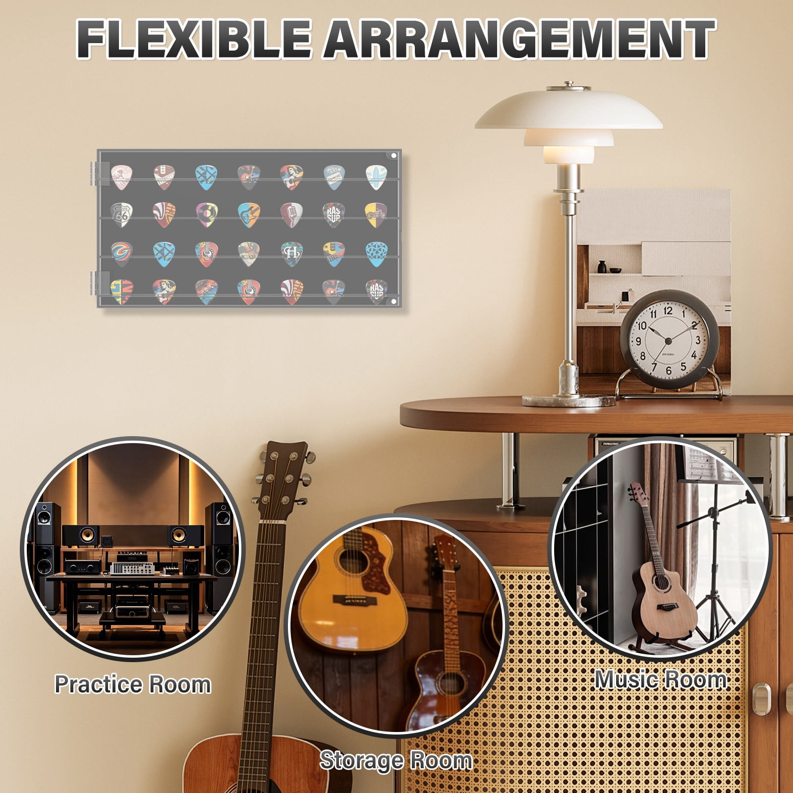 Guitar Pick Holder Display Case with 28 Slots Acrylic Display Rack Organizer for Men Music Lovers Players Guitarist