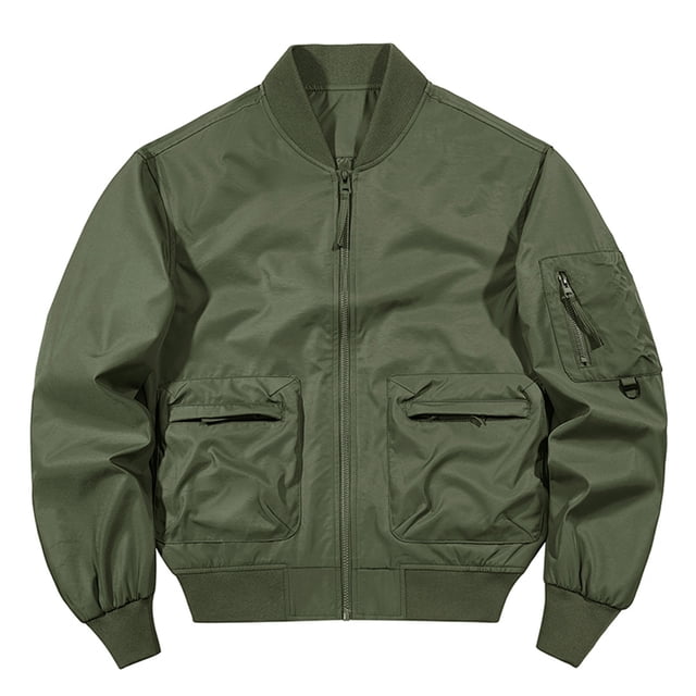 Jienlioq Winter Coats Clearance Men's Solid Color Baseball Suit Functional Multi Pocket Coat Three Coat Work Jacket