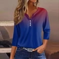 thumbnail image 2 of JULMCOMO 3/4 Sleeve Shirts for Women 2024 Button-Down Tunic Trendy Tops V Neck Gradient Print T-Shirts Three Quarter Sleeve Loose Tshirt, 2 of 5