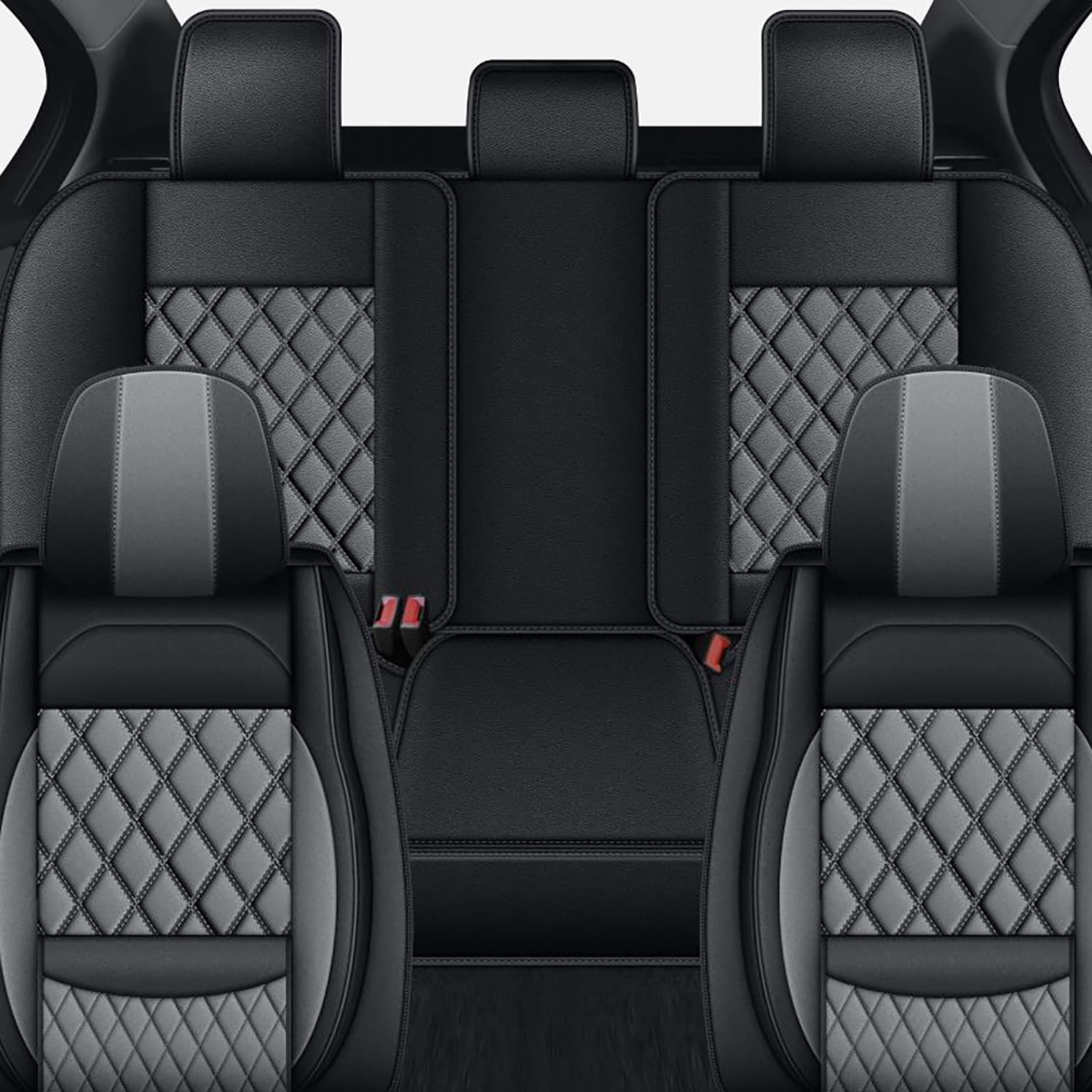 Car Seat Covers Full Set for Car Seat Covers Custom Fit for Nissan Sentra 2008-2026 2 Rows 5-Seat Set Faux Leather Seat Covers Waterproof Car Seat Protector (5-Seat Set, Black&Gray)