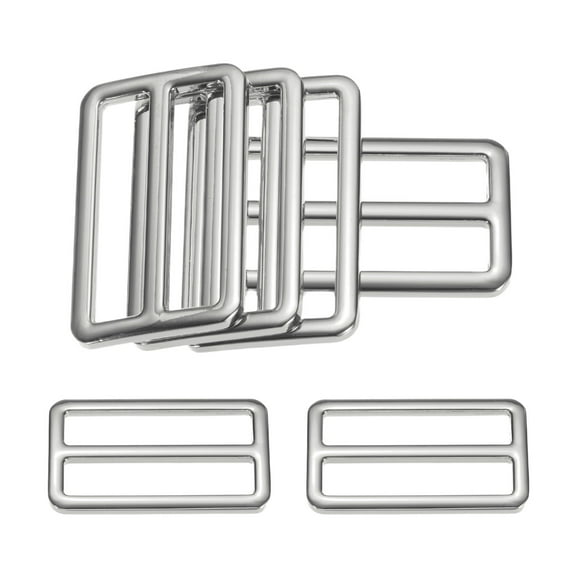 Uxcell 6-Pack Tri Glide Metal Buckles, 1-1/2 Inch Zinc Alloy Slider Belt Strap Adjuster Webbing Strap Buckles [Silver Gray]