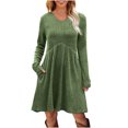 thumbnail image 4 of Maplenight Long Sleeve Sweater Dress for Women Casual Ribbed Knit Fall Dress V Neck Empire Waist Midi Dresses, 4 of 8