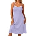 thumbnail image 2 of ClodeEU Women's Plus Size Lace Trim V Neck Spaghetti Strap Midi Dress,Soft Loungewear Nightgown Dress Purple,Women's Plus XL, 2 of 9