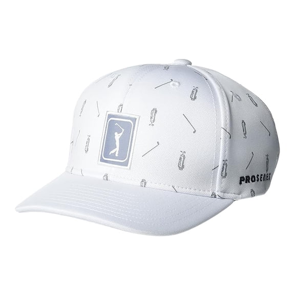 PGA Tour Men's Standard Print Adjustable Golf Hat,  White -