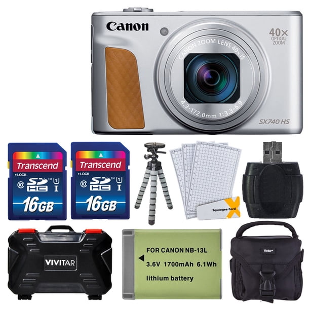 Canon PowerShot SX740 Digital Camera (Silver) + Extra Battery & More