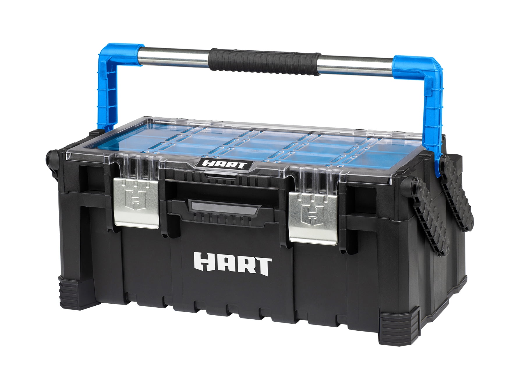 HART 22" Cantilever Organizer, Resin Tool Storage Box, Black with Blue