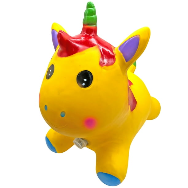 Montable Inflable Brincolin Musical Niños Unicornio Ecobaby Original Amarillo