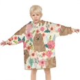 thumbnail image 3 of Pomeranian Dogs and Pioneer Flower Blanket Hoodies for Kids 6-13YR Oversize Wearable Blanket Hoodies for Boys Girls Teens, 3 of 7