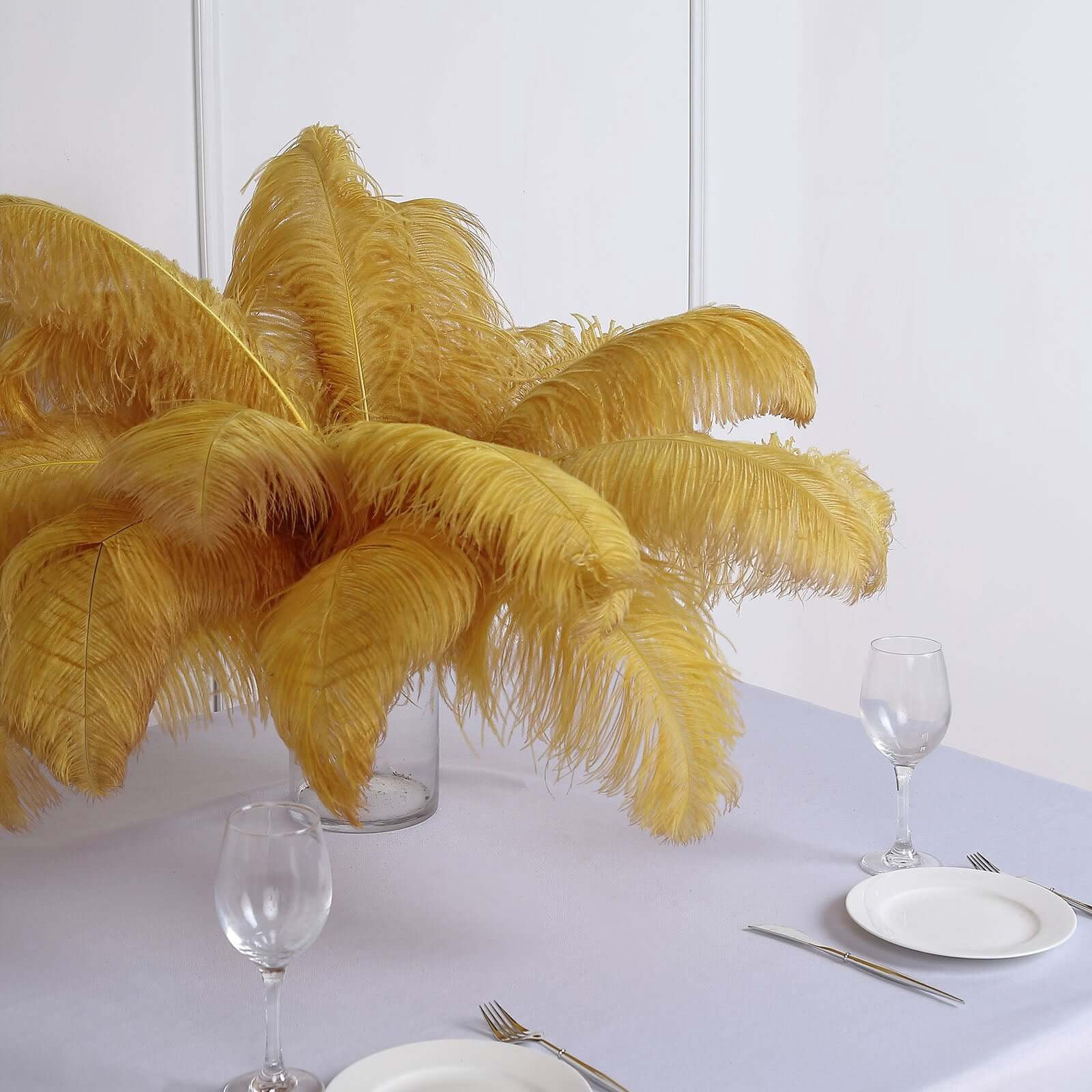 Efavormart 12 RARE 24"-26" Ostrich Plume Feathers For Wedding Birthday Party Dance Banquet Event Decoration - Gold