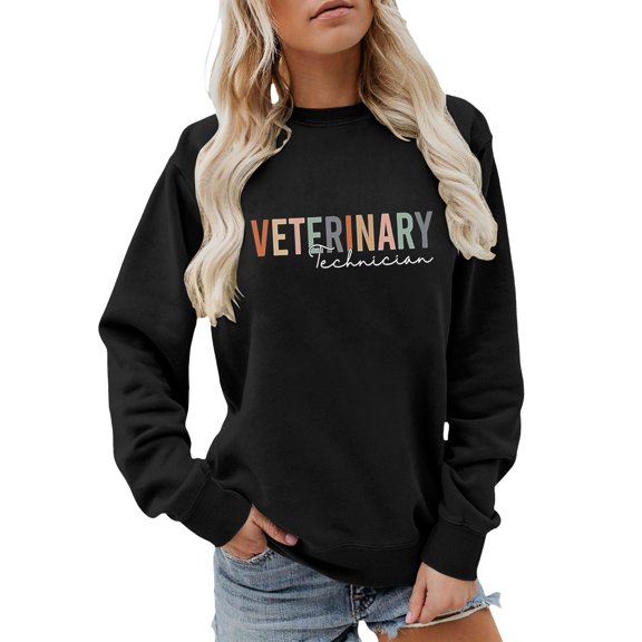 Tanghaowl Women's Sweatshirt Casual Crewneck Sweatshirt Long Sleeve Soft Everyday Pullover Top for Streetwear and Comfortable Outfit Black L