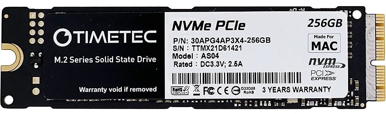 Timetec 256GB MAC SSD NVMe PCIe 3D NAND TLC Internal SSD Compatible Apple MacBook Air (2013-2015, 2017), MacBook Pro (2013-2015), iMac (2013-2019), Mac Pro (2013), Mac (2014) - Walmart.com