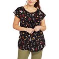 thumbnail image 2 of Women's Plus Size Peasant Shirt - Lavender Purple 100% Cotton Blouse - Relaxed Fit 3/4 Flared Sleeves - Size 0X 2 of 12