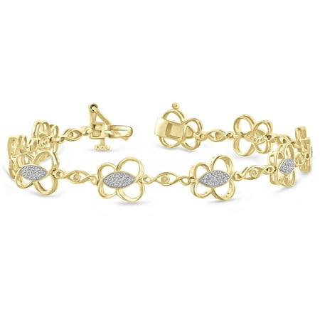 JewelersClub White Diamond Accent 14kt Gold over Silver Fashion Bracelet, 7.5