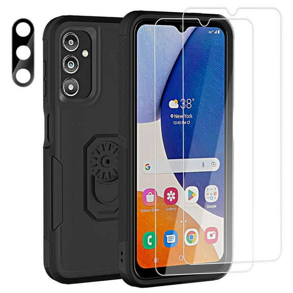 Aggxpf for Samsung Galaxy A54 5G Phone Case with Screen Protector & Camera Lens Protector, Rugged Rubber 3 in 1 Protective Phone Cover, Black