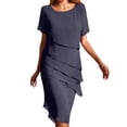 thumbnail image 2 of Tshirt Dress Women Summer Chiffon Patchwork Short Sleeve Crewneck Lightweight Dresses T Shirt Dresses for Women, 2 of 8