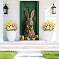 thumbnail image 5 of AZXY Easter Bunny Door Cover 71x35 Inch, Bunny with Gold Bow and Golden Eggs Door Banner Backdrop, Spring Front Door Decorations for Outdoor Porch Farmhouse Easter Party Wall Home Decor, 5 of 7
