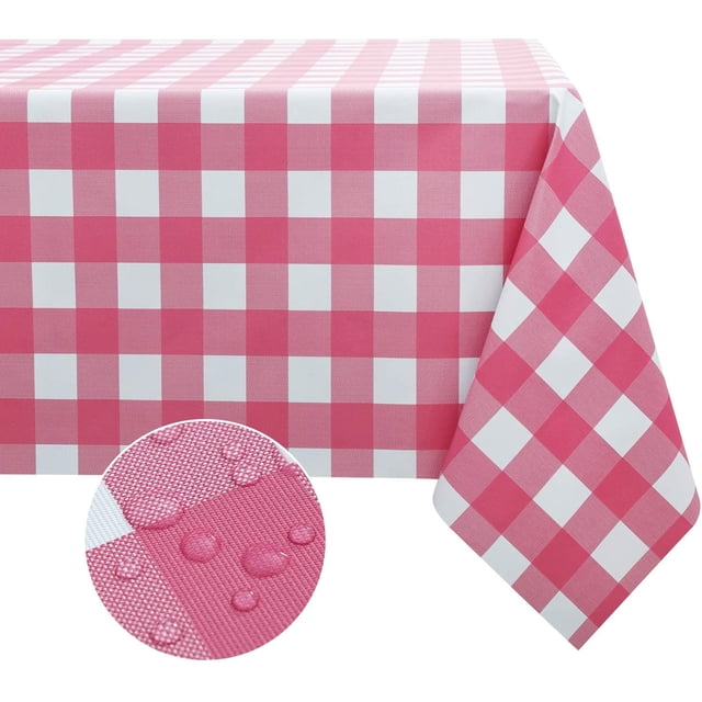 Vinyl Table Cloth, Oil-Proof Spill-Proof 100% Waterproof PVC Square Tablecloth, Wipeable Plastic Table Cover for Outdoor, Picnic, Camping