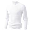 thumbnail image 2 of successthop Mock Neck Sweaters Men Plus Size Strecth Long Sleeve Knit Tops Ribbed Cuff Solid Keep Warm Clothes White M, 2 of 3