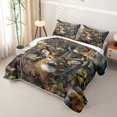 thumbnail image 3 of Meiyoeat Jungle Animal Deer Print Bed Spread Queen,Autumn Oak Leaves Pattern Queen Coverlet Set,Brown Green, 3 of 7