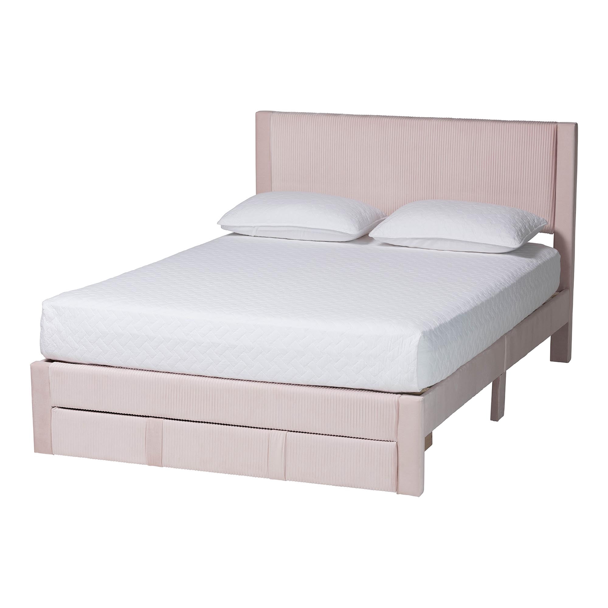 Baxton Studio Elora Modern Storage Bed, Queen, Light Pink