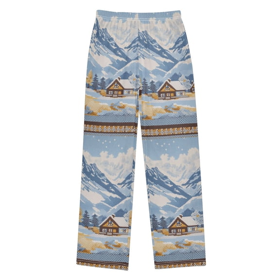 FORMRS Kids Pajama Pants with Pockets Size 6-8Y Boys Lounge Sleep Bottoms, Winter Mountain