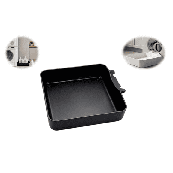 Universal Front-Load Washing Machine Drain Pan, Heavy Duty Leak Catch Tray for Washer Drips, Overflow & Floor Protection(Black)