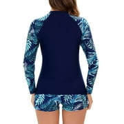 VBVC Women Two Piece Rash Guard Long Sleeve Swimsuits Uv Upf 50+ Swim Shirt Bathing Suit with Boyshort Bottom