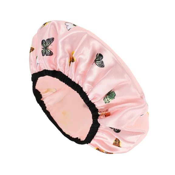 Unique Bargains 1 Pc Women Butterfly Bath Cap for Bathroom Business Travel Pink